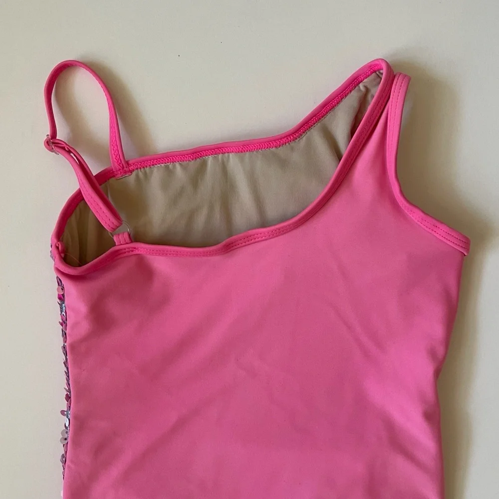 Girls' Pink Sequin One-Piece Swimsuit